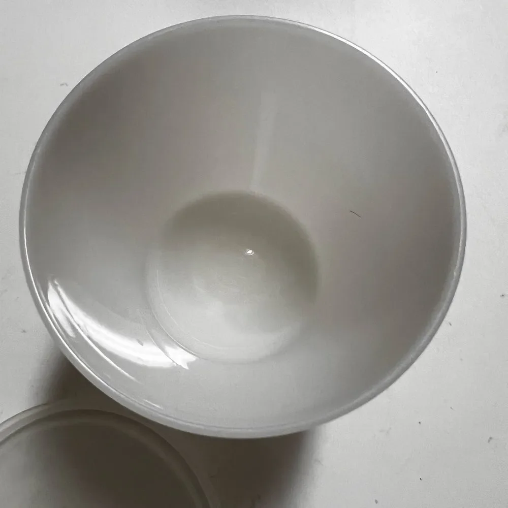 Tupperware Vintage Servalier Bowl 733-9 with Sunburst Lid 734-1 White Frosted‎